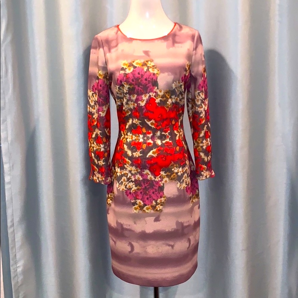 Belle Badgley Mischka Lara Dress , Red Multi